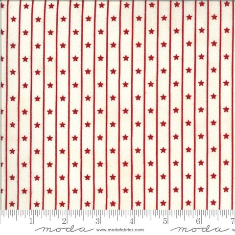 American Gathering Star Row 49126 Cream Red - Moda Fabrics - Americana Patriotic Red Stars Stripes Red on Cream - Quilting Cotton Fabric