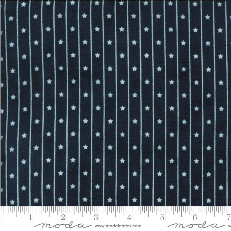32" End of Bolt Piece - American Gathering Star Row 49126 Navy - Moda Fabrics - Patriotic Blue Stars Stripes - Quilting Cotton Fabric
