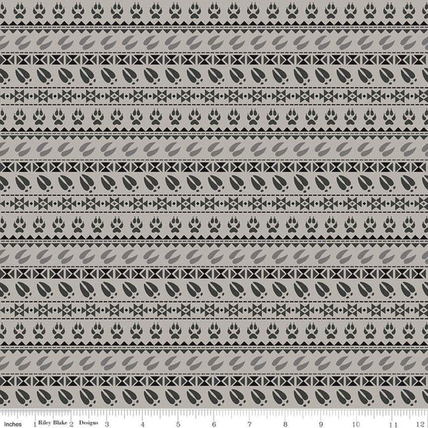 31" End of Bolt - CLEARANCE Timberland Stripe C10334 Light Gray - Riley Blake - Striped Stripes Animal Tracks - Quilting Cotton Fabric