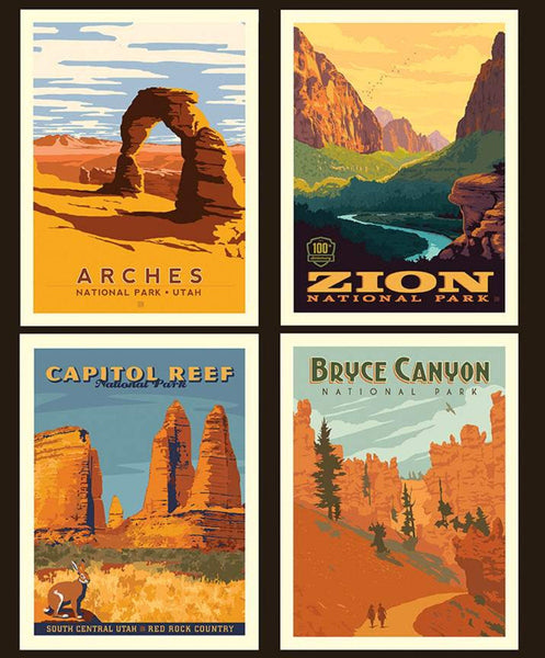 National Parks Pillow Panel Utah by Riley Blake Designs - Outdoors Recreation Zion Bryce Arches Capitol Reef - Quilting Cotton Fabric