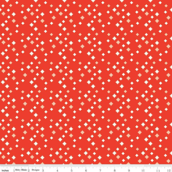 CLEARANCE Oh Happy Day! Diamonds C10314 Red - Riley Blake Designs - Scattered Diamonds Cream - Quilting Cotton Fabric