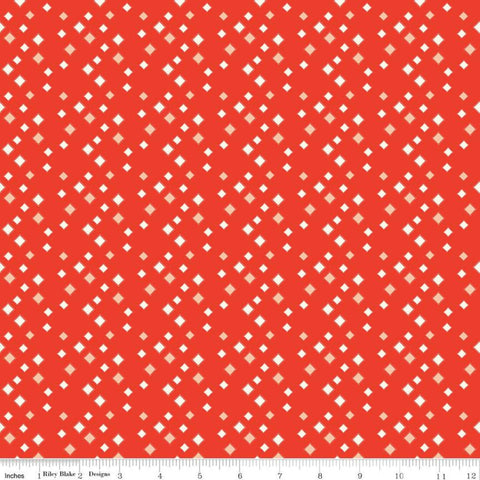 CLEARANCE Oh Happy Day! Diamonds C10314 Red - Riley Blake Designs - Scattered Diamonds Cream - Quilting Cotton Fabric