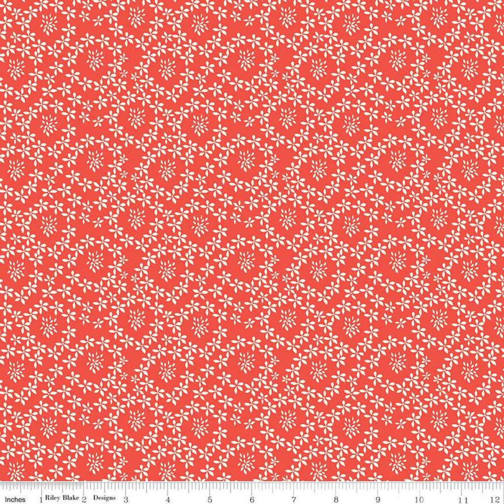 CLEARANCE Oh Happy Day! Daisies C10313 Red - Riley Blake Designs - Floral Flowers Daisy Cream on Red - Quilting Cotton Fabric