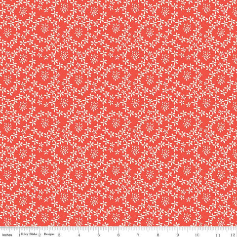 CLEARANCE Oh Happy Day! Daisies C10313 Red - Riley Blake Designs - Floral Flowers Daisy Cream on Red - Quilting Cotton Fabric