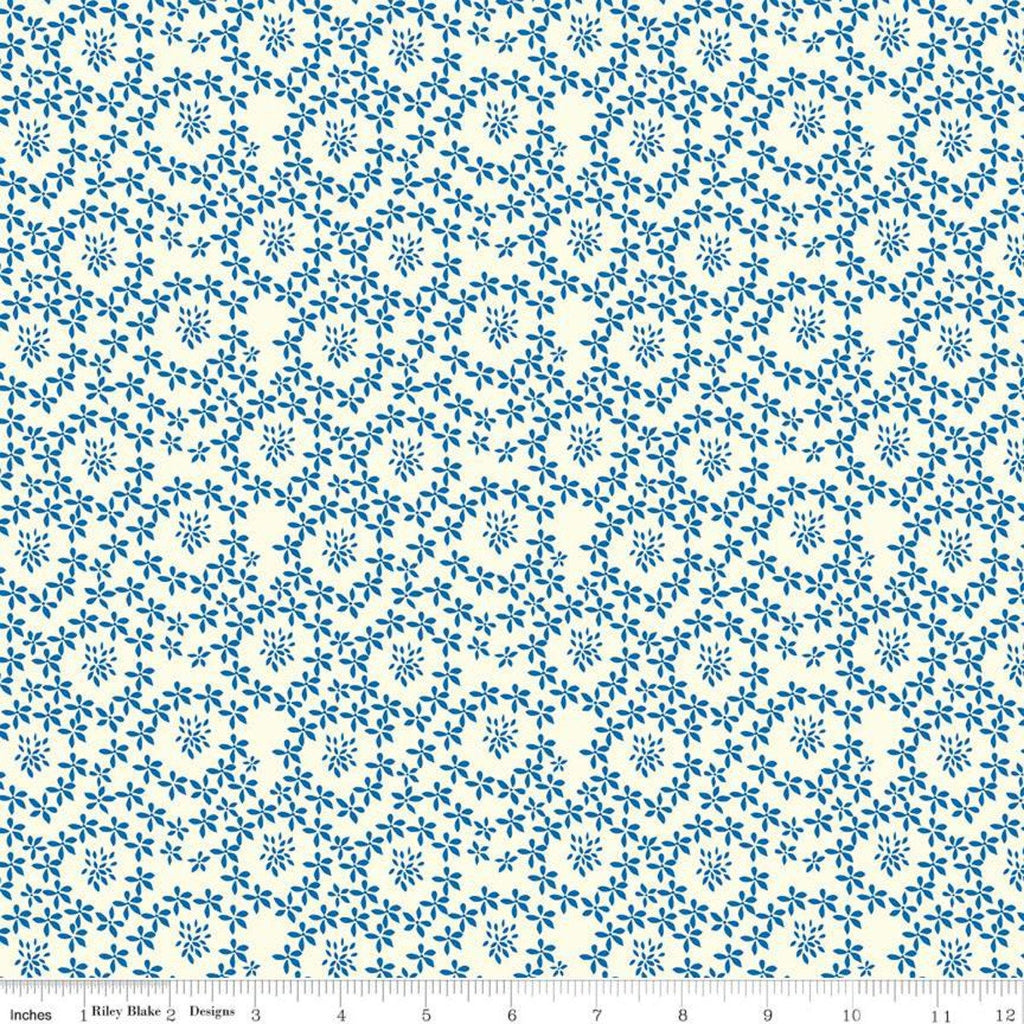 SALE Oh Happy Day! Daisies C10313 Cream - Riley Blake Designs - Floral Flowers Daisy Blue on Cream - Quilting Cotton Fabric