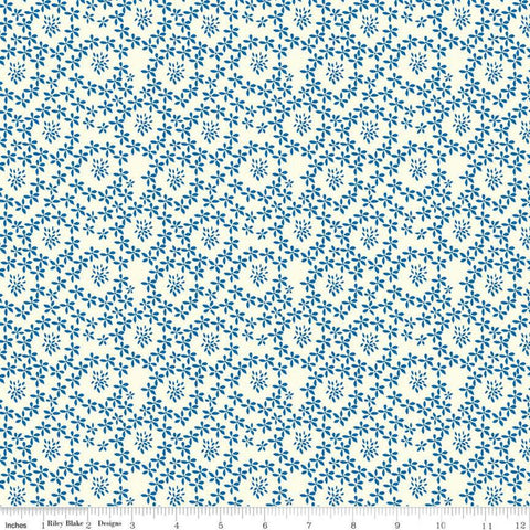 SALE Oh Happy Day! Daisies C10313 Cream - Riley Blake Designs - Floral Flowers Daisy Blue on Cream - Quilting Cotton Fabric