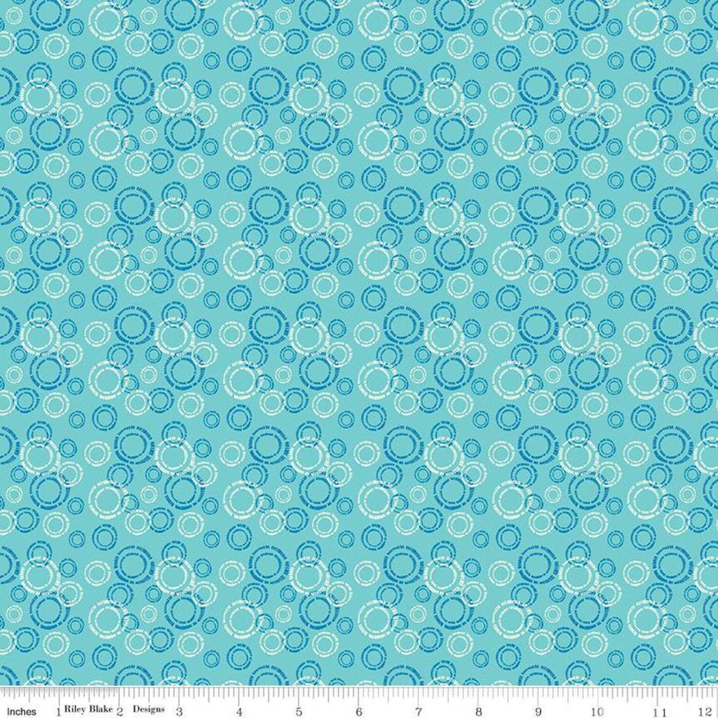 SALE Oh Happy Day! Circles C10312 Aqua - Riley Blake Designs - Overlapping Circles Blue - Quilting Cotton Fabric