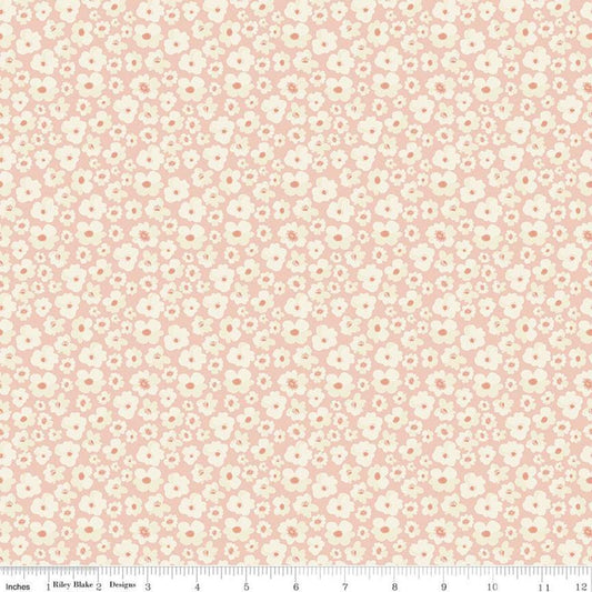 16" End of Bolt - DEAL Ava Kate Flowers C10534 Blush - Riley Blake Designs - Floral Flowers Cream Orange Peach -  Quilting Cotton Fabric