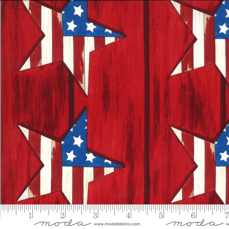 SALE America the Beautiful Large Stars 19981 Barnwood Red - Moda Fabrics - Patriotic Americana - Deb Strain - Quilting Cotton Fabric