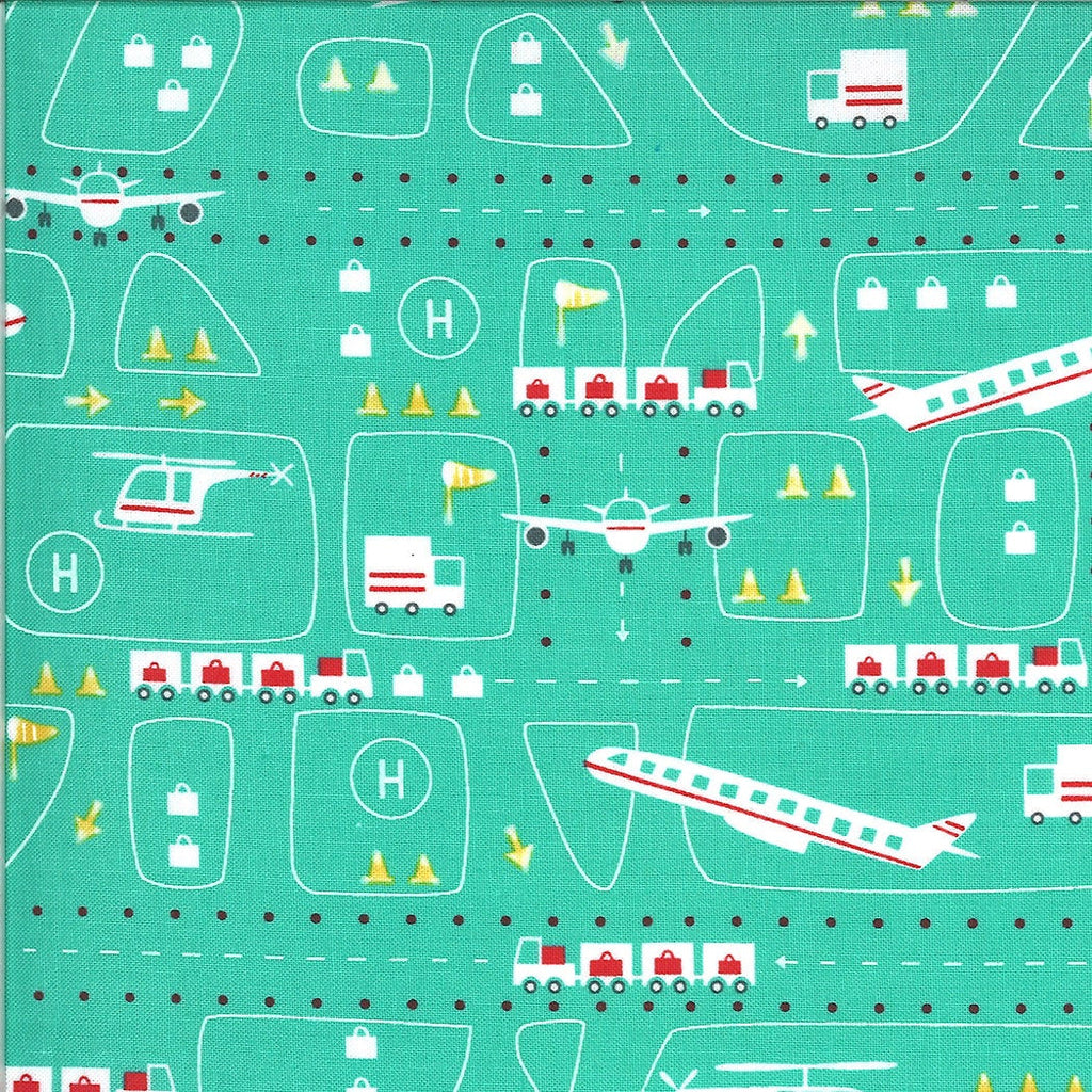 CLEARANCE On the Go Take Off 20722 Jet Stream - Moda Fabrics - Airport Runway Planes Airplanes Helicopters  - Quilting Cotton Fabric