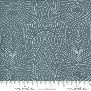 SALE Dwell in Possibility Nouveau 48316 Sky - Moda Fabrics - Floral Outlined Abstract Flowers Blue - Quilting Cotton Fabric