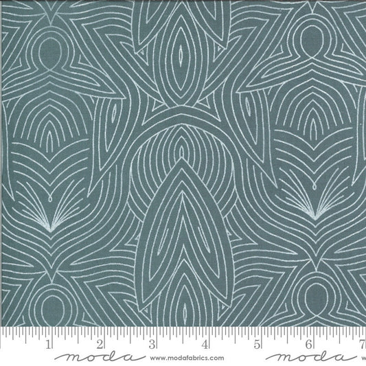 SALE Dwell in Possibility Nouveau 48316 Sky - Moda Fabrics - Floral Outlined Abstract Flowers Blue - Quilting Cotton Fabric
