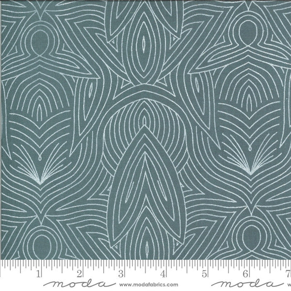 SALE Dwell in Possibility Nouveau 48316 Sky - Moda Fabrics - Floral Outlined Abstract Flowers Blue - Quilting Cotton Fabric