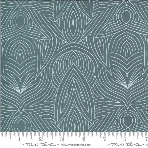 SALE Dwell in Possibility Nouveau 48316 Sky - Moda Fabrics - Floral Outlined Abstract Flowers Blue - Quilting Cotton Fabric