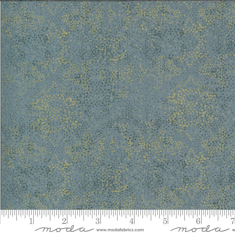 33" End of Bolt Piece - Dwell in Possibility Fading Light METALLIC 48317 Sky - Moda - Dots Blue Gold METALLIC - Quilting Cotton Fabric