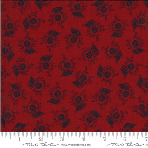 23" End of Bolt - American Gathering Flag Day 49125 Red Navy - Moda Fabrics - Americana Patriotic Flag Sprig Stars  - Quilting Cotton Fabric