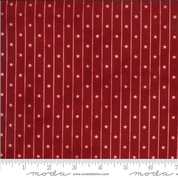 American Gathering Star Row 49126 Red - Moda Fabrics - Americana Patriotic Stars Stripes Lines - Quilting Cotton Fabric