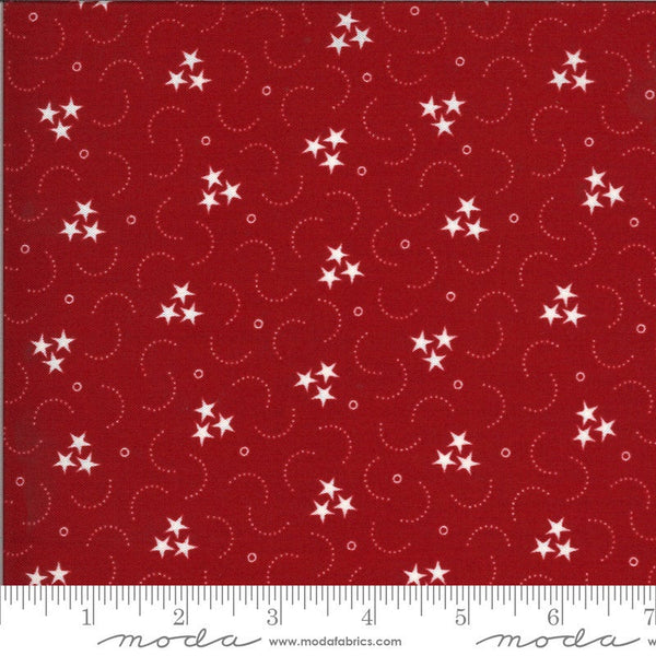 35" End of Bolt - American Gathering Triple Star 49128 Red - Moda Fabrics - Americana Patriotic Stars Cream Red - Quilting Cotton Fabric