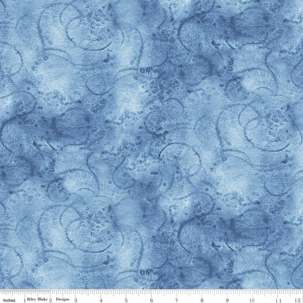 SALE Painter's Watercolor Swirl C680 Sky Blue - Riley Blake Designs - Blue Tone-on-Tone - Quilting Cotton Fabric