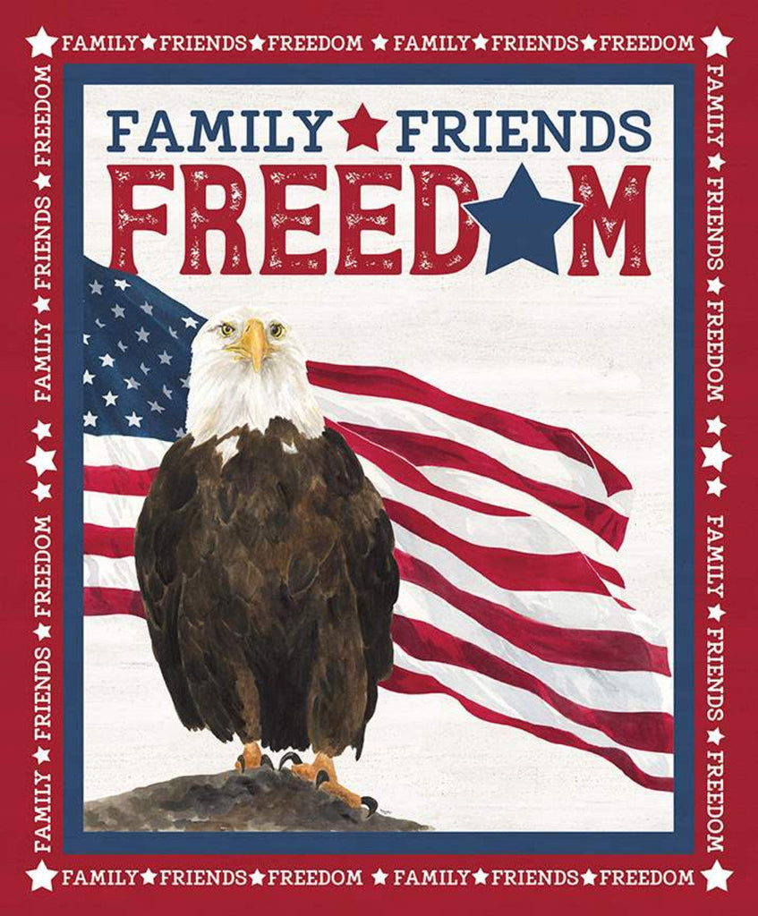 SALE Let Freedom Soar Family, Friends and Freedom Panel  P10523 by Riley Blake Designs - Patriotic Eagle Off White - Quilting Cotton Fabric