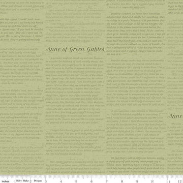 DEAL Anne of Green Gables Text C10604 Basil - Riley Blake Designs - Words Quotations Green - Quilting Cotton - Licensed Product