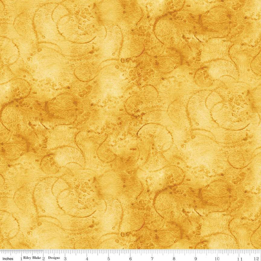 Painter's Watercolor Swirl C680 Mustard Seed - Riley Blake Designs - Gold Tone-on-Tone - Quilting Cotton Fabric