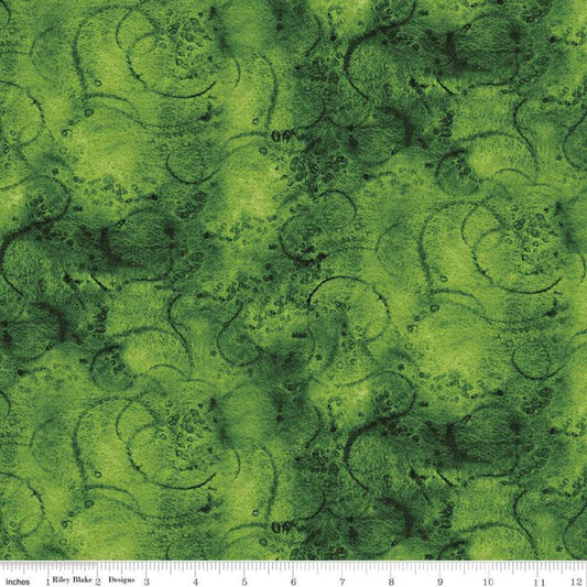 Painter's Watercolor Swirl C680 Dark Green - Riley Blake Designs - Green Tone-on-Tone - Quilting Cotton Fabric