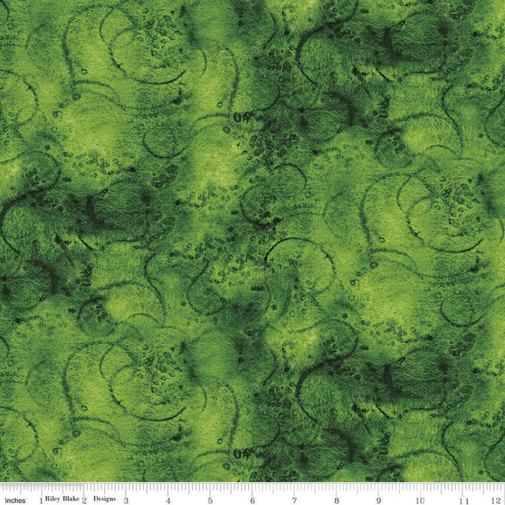 Painter's Watercolor Swirl C680 Dark Green - Riley Blake Designs - Green Tone-on-Tone - Quilting Cotton Fabric