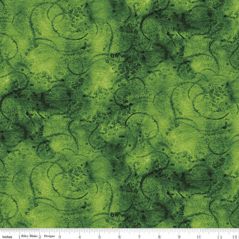 SALE Painter's Watercolor Swirl C680 Dark Green - Riley Blake Designs - Green Tone-on-Tone - Quilting Cotton Fabric