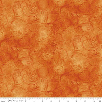 DEAL Painter's Watercolor Swirl C680 Orange - Riley Blake Designs - Tone-on-Tone - Quilting Cotton Fabric