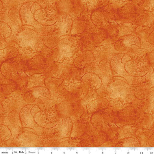 DEAL Painter's Watercolor Swirl C680 Orange - Riley Blake Designs - Tone-on-Tone - Quilting Cotton Fabric