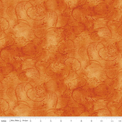SALE Painter's Watercolor Swirl C680 Orange - Riley Blake Designs - Tone-on-Tone - Quilting Cotton Fabric