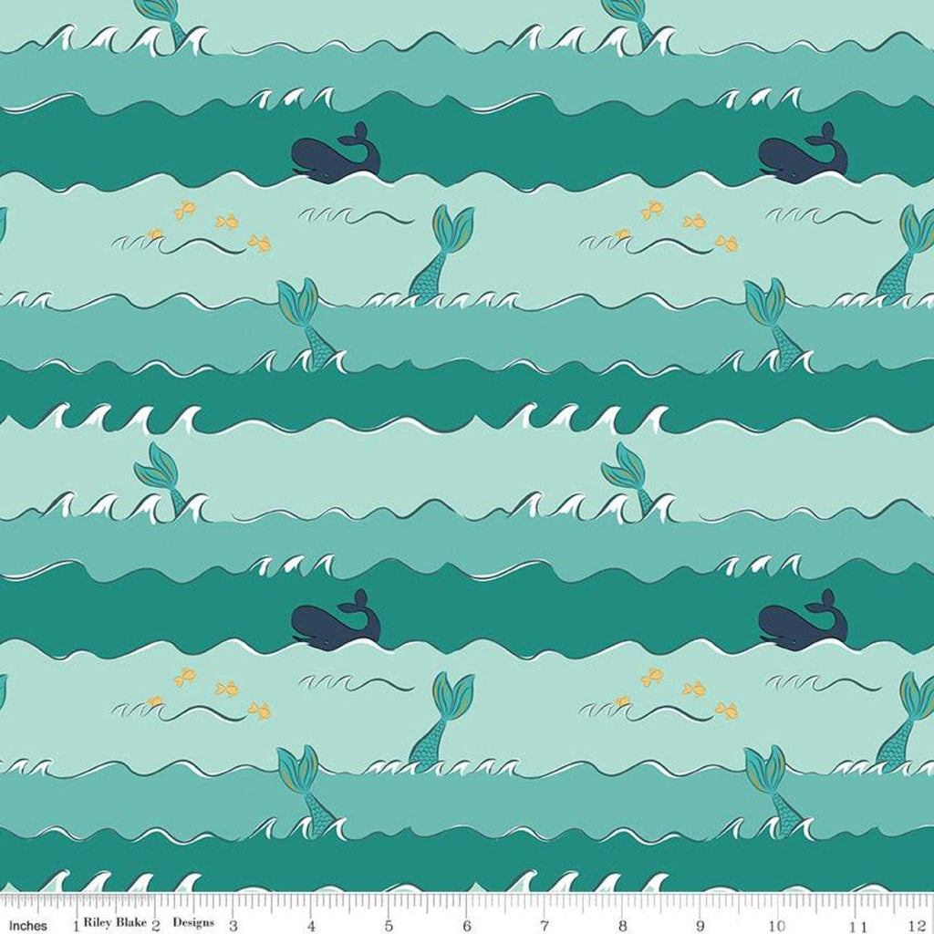 SALE Ahoy! Mermaids Oceans C10344 Seafoam SPARKLE - Riley Blake - Blue –  Cute Little Fabric Shop