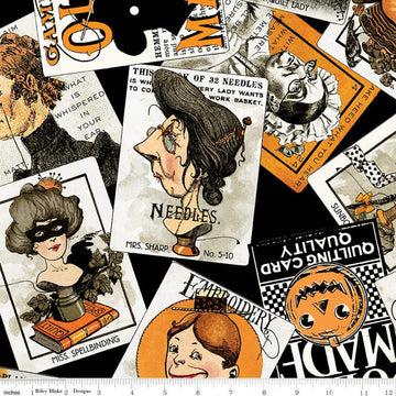 SALE Old Made Scattered Cards C10593 Black - Riley Blake Designs - Halloween Sewing Playing Card Game -  Quilting Cotton Fabric