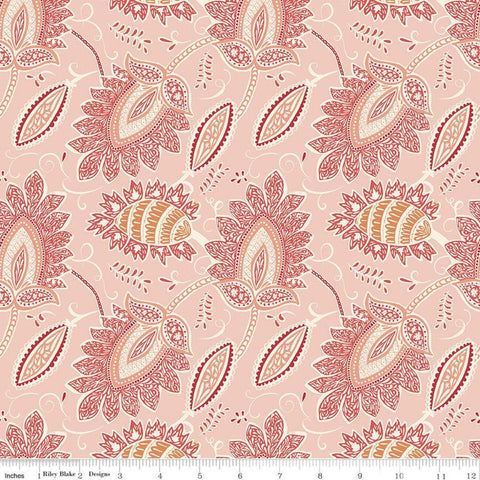 SALE Ava Kate Damask C10531 Blush - Riley Blake Designs - Paisley Orange Peach - Quilting Cotton Fabric