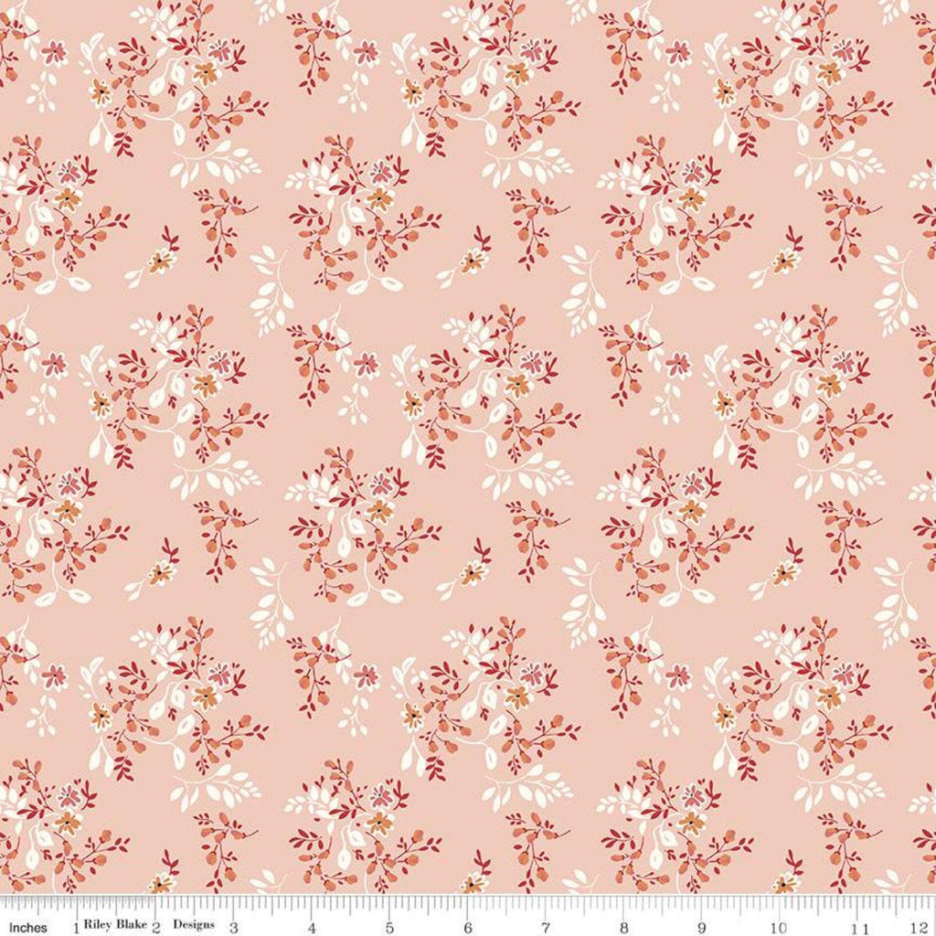 28" End of Bolt Piece - SALE Ava Kate Vines C10533 Blush - Riley Blake Designs - Floral Flowers Orange Peach Cream - Quilting Cotton Fabric