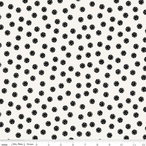 SALE Old Made Snap Dots C10596 White - Riley Blake Designs - Halloween Sewing Snaps Polka Dot Dotted -  Quilting Cotton Fabric