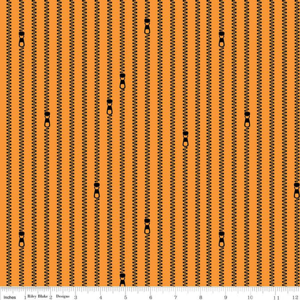 Old Made Zipper Stripes C10597 Orange - Riley Blake Designs - Halloween Sewing Zippers Stripe Striped -  Quilting Cotton Fabric