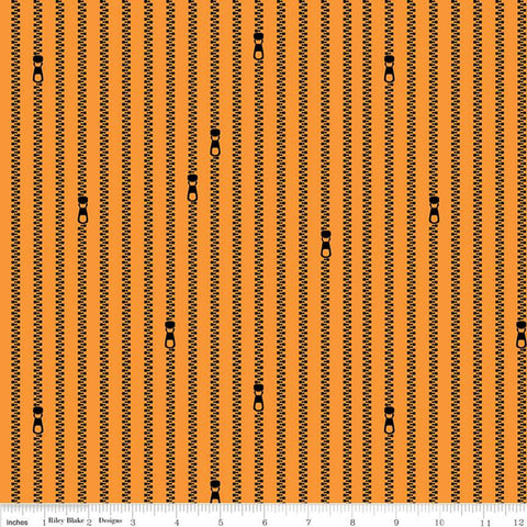 Old Made Zipper Stripes C10597 Orange - Riley Blake Designs - Halloween Sewing Zippers Stripe Striped -  Quilting Cotton Fabric