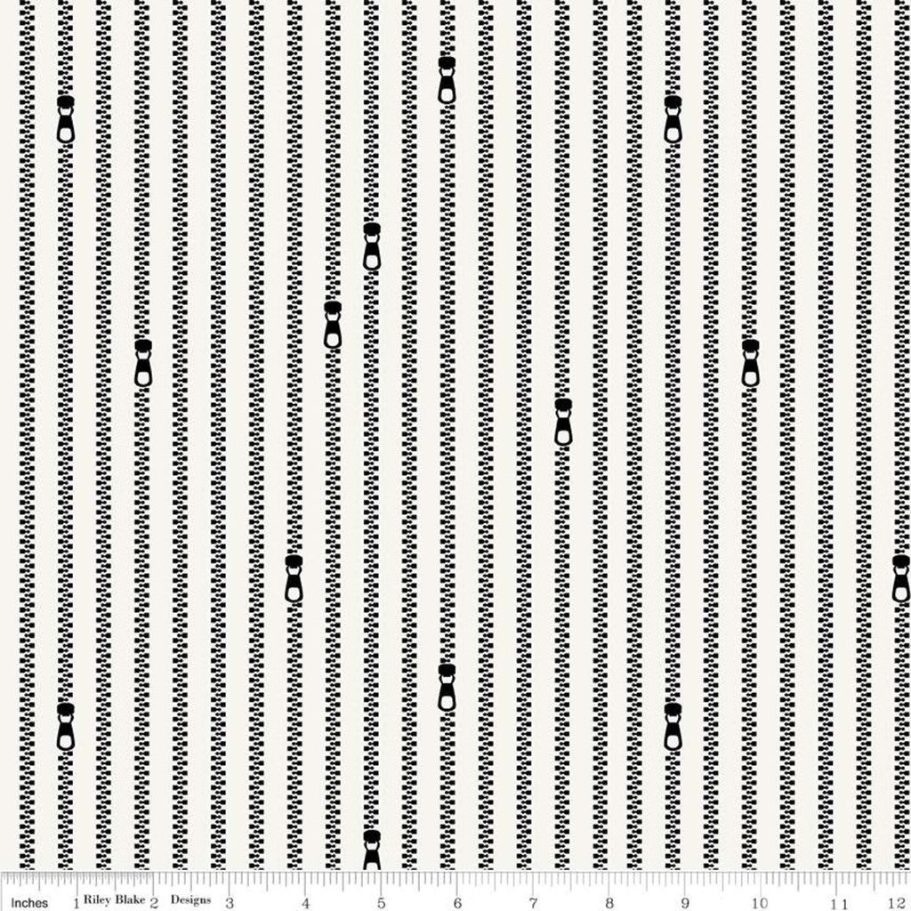 Old Made Zipper Stripes C10597 White - Riley Blake Designs - Halloween Sewing Zippers Stripe Striped -  Quilting Cotton Fabric