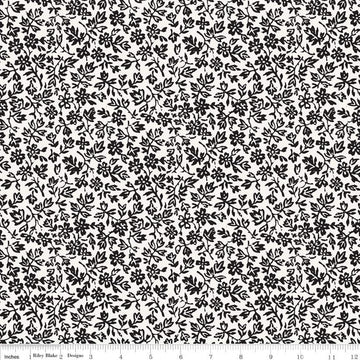 34" End of Bolt - SALE Old Made Wallflower C10598 White - Riley Blake Designs - Halloween Sewing Floral Flowers -  Quilting Cotton Fabric