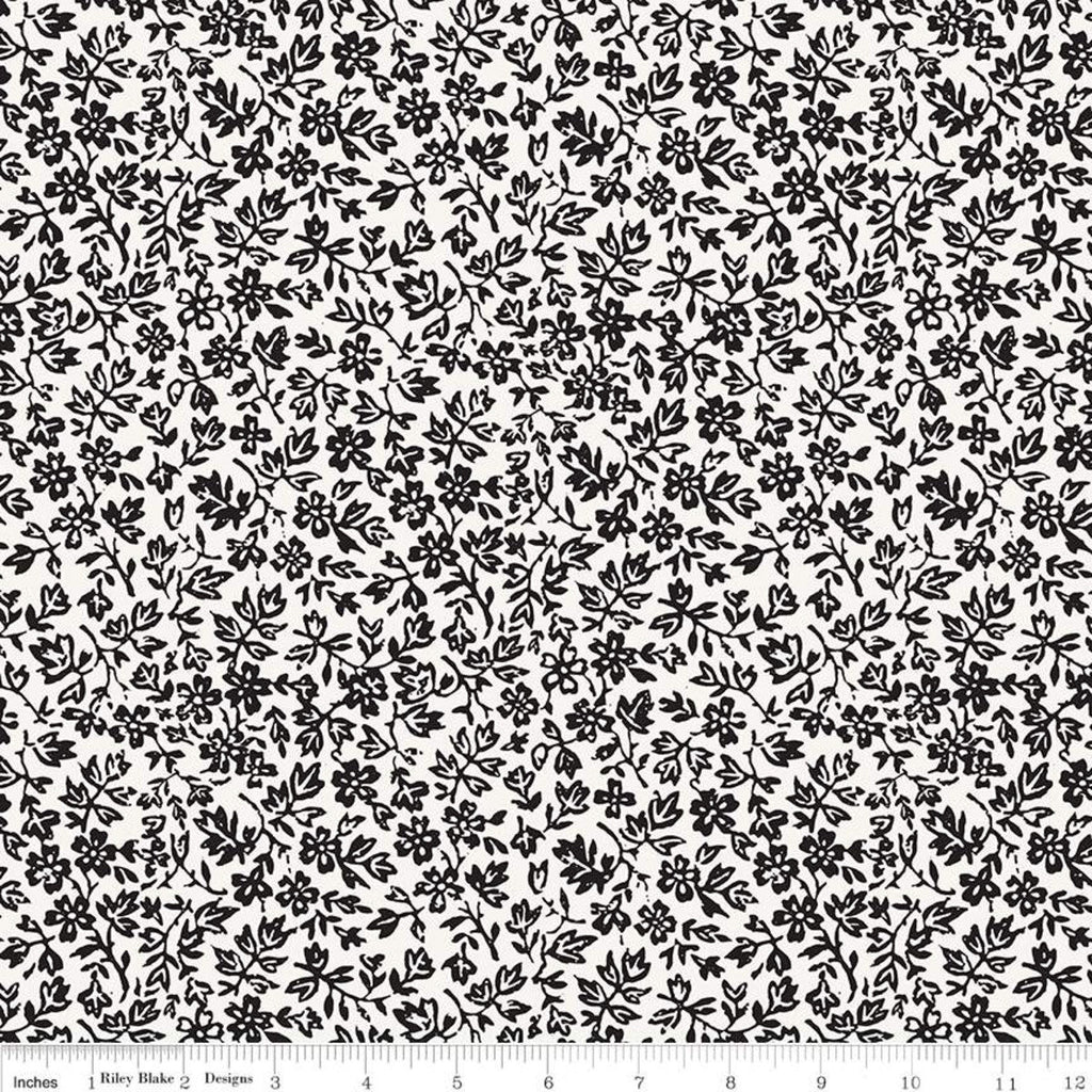 SALE Old Made Wallflower C10598 White - Riley Blake Designs - Halloween Sewing Floral Flowers -  Quilting Cotton Fabric
