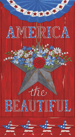 CLEARANCE America the Beautiful Panel 19980 Barnwood Red - Moda - Patriotic Americana Stars Flowers  - Quilting Cotton Fabric