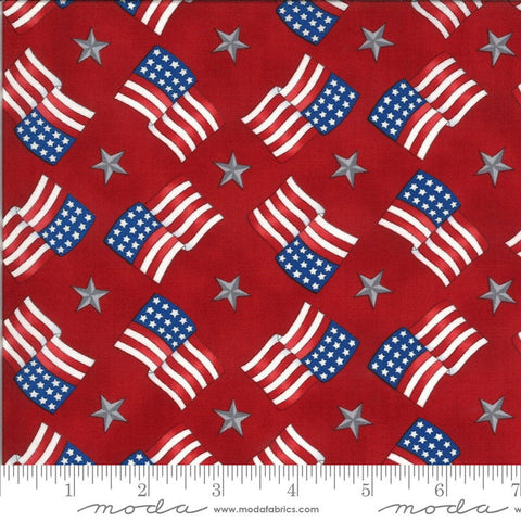 26" End of Bolt - SALE America the Beautiful Flags Stars 19986 Barnwood Red - Moda Fabrics - Patriotic Americana - Quilting Cotton Fabric