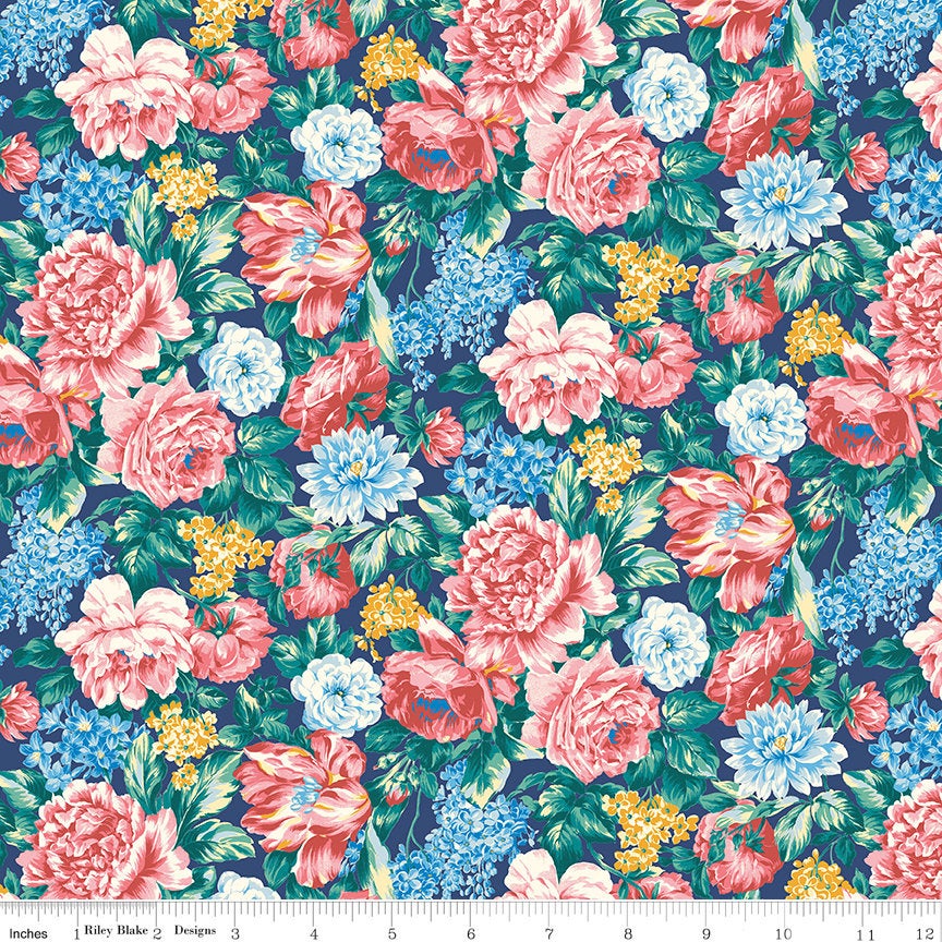 SALE The Emporium Collection Two 04775901 Wild Bloom A - Riley Blake Designs - Floral Flowers -  Liberty Fabrics  - Quilting Cotton Fabric