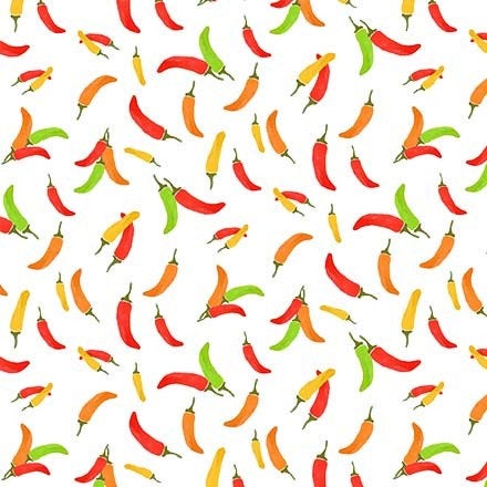 CLEARANCE La Vida Loca Hot, Hot, Hot CX9425 White by Michael Miller - Peppers - Quilting Cotton Fabric