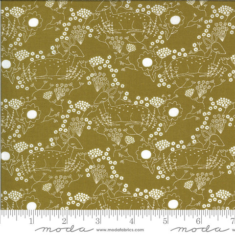 28" End of Bolt Piece - CLEARANCE Dwell in Possibility Meadow Deer 48313 Umber - Moda Fabrics - Floral Flowers Gold - Quilting Cotton Fabric