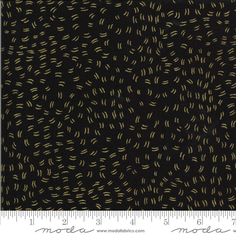 SALE Dwell in Possibility Flutters METALLIC 48318 Night - Moda Fabrics - Abstract Black with Gold METALLIC - Quilting Cotton Fabric