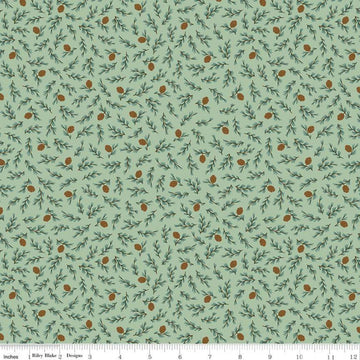 Camp Woodland Pine Cones C10464 Pistachio - Riley Blake Designs - Outdoors Cones Sprigs Green  - Quilting Cotton Fabric