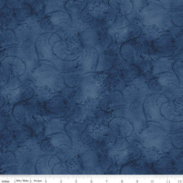 Painter's Watercolor Swirl C680 Ultramarine - Riley Blake Designs - Blue Tone-on-Tone - Quilting Cotton Fabric